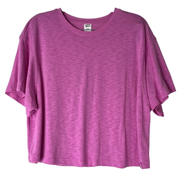Joy Lab Hot Pink Crew Neck Short Sleeve Open Back Loose Fit T-Shirt Reg Size S - Picture 1 of 5